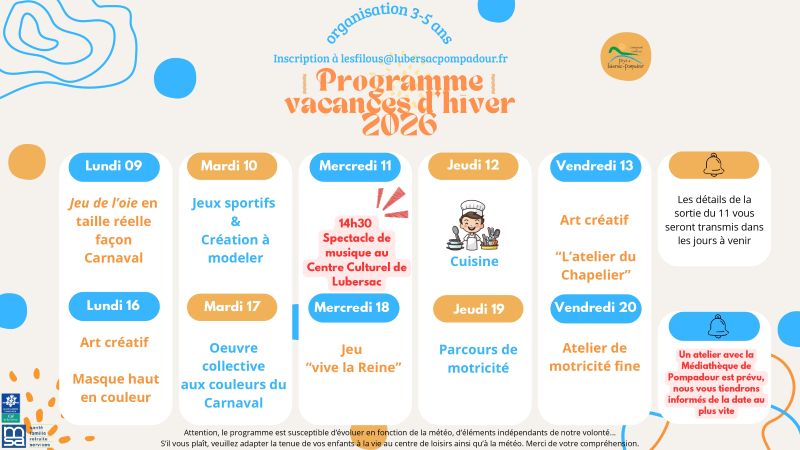 programme des 3 à 6 filous fevrier 26